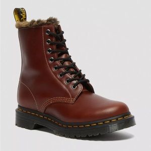 Dr. Martens 1460 Serena Faux-Fur Lace Up Boots Size 5